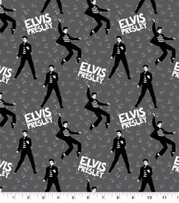 ELVIS PRESLEY KING OF ROCK  PRINT 100% COTTON FABRIC  BY THE 1/2 YARD