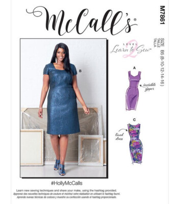 McCall's Sewing Pattern M7861 Women's  Dresses Semi Fitted Lined Size 18W-24W UC