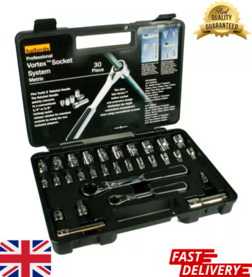 Halfords Advanced 30 Piece Metric Vortex Socket Set 1/4'' 3/8'' Brand New