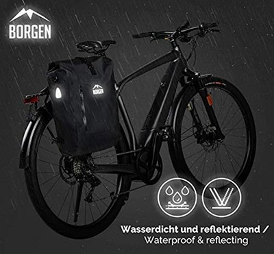 Borgen Fahrradtasche für Gepäckträger 3in1Fahrradrucksack Gepäckträgertasche 25L