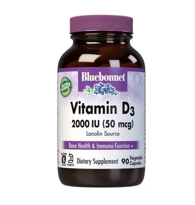 Bluebonnet Витамин D3 2000 МЕ 90 растительных капсул