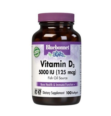 Bluebonnet Витамин D3 5000 МЕ 100 капсул