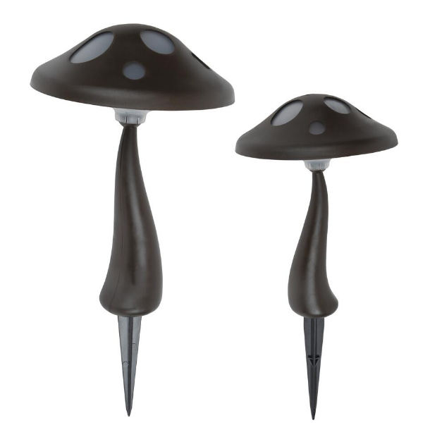 Outdoor Solar Integrated LED Mushroom Landscape Lighting - 2 Pack