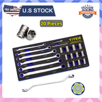 20Pcs Combo Bolt Extractor Kit 6-Point Offset Extractor Wrench Set 6Pcs Metric