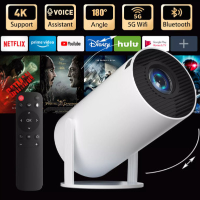 Portable 4K Mini Projector 10000 Lumen LED 1080P WiFi Bluetooth UHD Home Theater