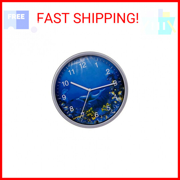 Keygift Wall Clock Silver, 8 Inches Silent Non-Ticking Quart