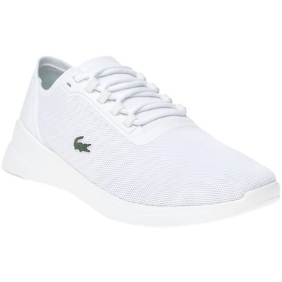 New Mens Lacoste White Lt Fit Textile Trainers Running Style Lace Up