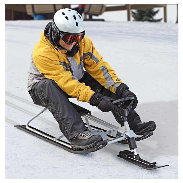 Snow Racer Sled for Kids and Adults Heavy Duty Snow Bike Sled Molded Seat NEW