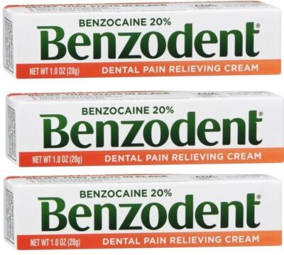Benzodent Dental Pain Relieving Cream Topical Anesthetic 1 Ounce Tube *3 pack*