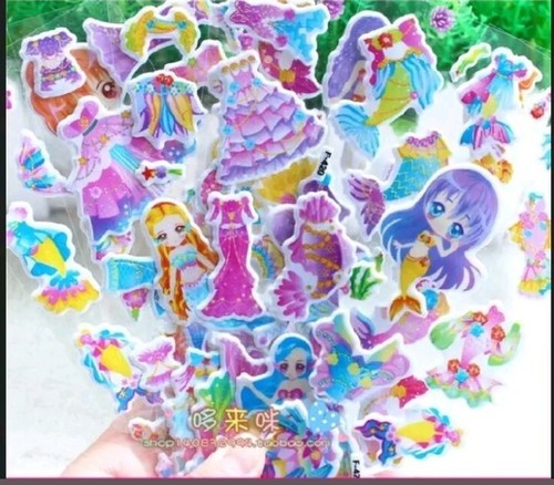 2 Sheets Puffy Dress-Up Doll Mermaid Stickers