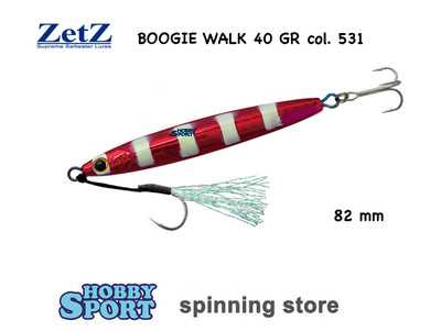 ZETZ BOOGIE WALK SMELT 40 GR  COL.H-531 RED 82 MM METAL JIG SLOW PITCH