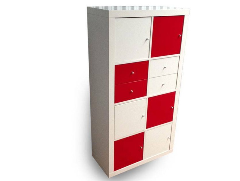 Ikea Expedit 8 Cube Storage Cabinet Shelf Red White Doors