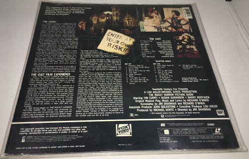 ROCKY HORROR PICTURE SHOW CULT LASERDISC MOVIE VINTAGE OOP HALLOWEEN FRIGHT FILM