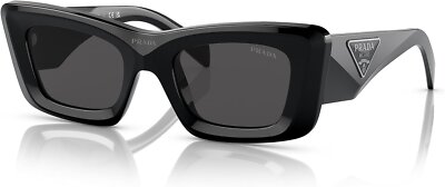 Pre-owned Prada Pr 13zs 1ab5s0 50mm Black Dark Grey Women's Cat Eye Sunglasses In Gray