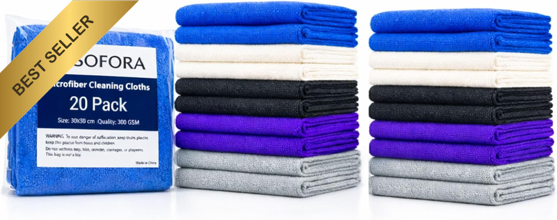 Microfiber Cleaning Cloths 20 Pack, Premium Ultra Soft Lint-Free Cleaning Towels