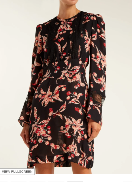 

Черное шелковое платье из жоржета с принтом DUNDAS Cherry Blossom Pucci Cavalli 2US 38IT XS, Multicolor