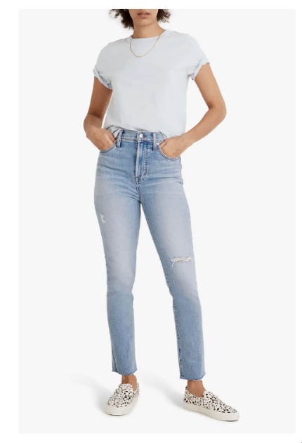 

MADEWELL Легкие винтажные потертые джинсы 90-х с идеальной завышенной талией, Синий