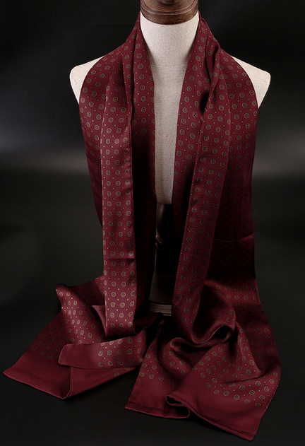 100% Silk  Satin Scarf men women neckerchief Wrap plaid red dark QS175-8