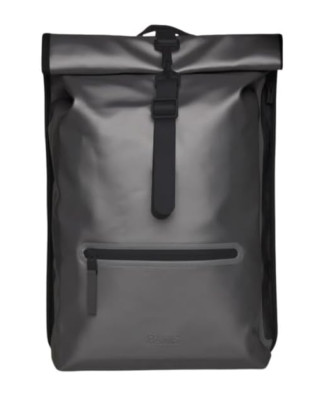 Rains Rolltop Rucksack Waterproof Metallic Grey Bag (NWT)