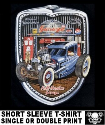 HOT STREET RAT ROD GARAGE A COUPE BLOWER HEMI V8 GAS PUMP SKULL T-SHIRT WS160