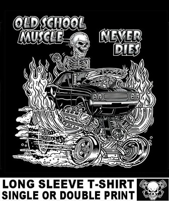1970-74 OLD SCHOOL MUSCLE DADDY HOT ROD OUTLAW GASSER DRAG CAR SKULL T-SHIRT OM3