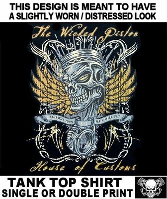 WICKED PISTON CUSTOMS HOT STREET RACE RAT ROD OLD SCHOOL EVIL SKULL TANK TOP 223