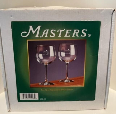 NIB Augusta National Golf Club Masters Red Wine Glasses Set of 2 - 16 oz-Fast