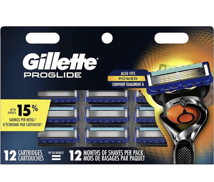 Gillette Proglide Men Razor Blades 12 Cartridges Factory Sealed Also Fits Power