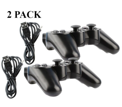 2x Black Wireless Bluetooth Video Game Controller Pad For PS3 Playstation 3