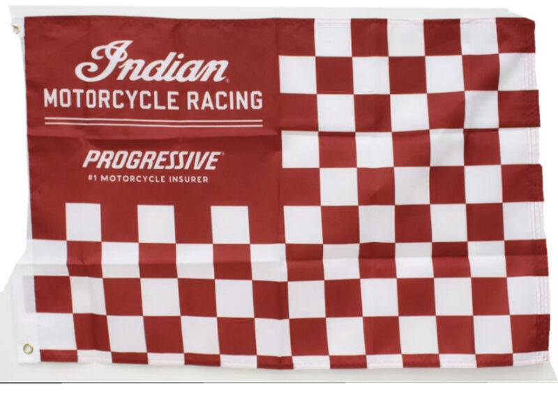 Indian Motorcycle Racing 35" x 23" Progressive Checkered Flag Banner Red & White