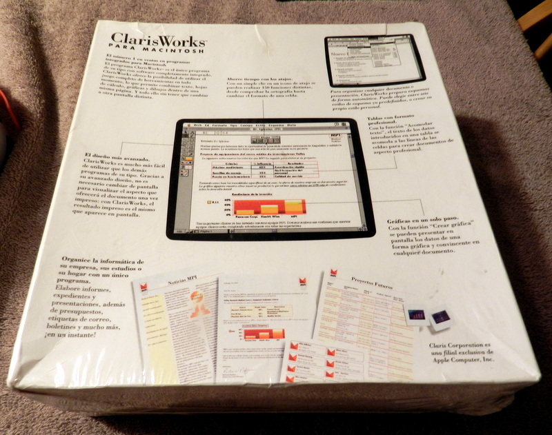 CLARIS WORKS MACINTOSH 1993 SPANISH VERSION SEALED Big Box ClarisWorks MAC