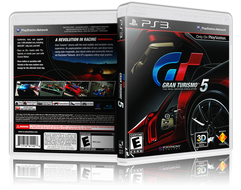 Gran Turismo 5 - Replacement PS3 Cover and Case. NO GAME