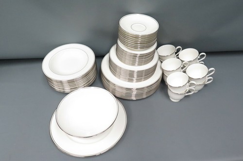 62 Pc. Lenox Federal Platinum China 10 Place Settings Bowls & Serving Pieces