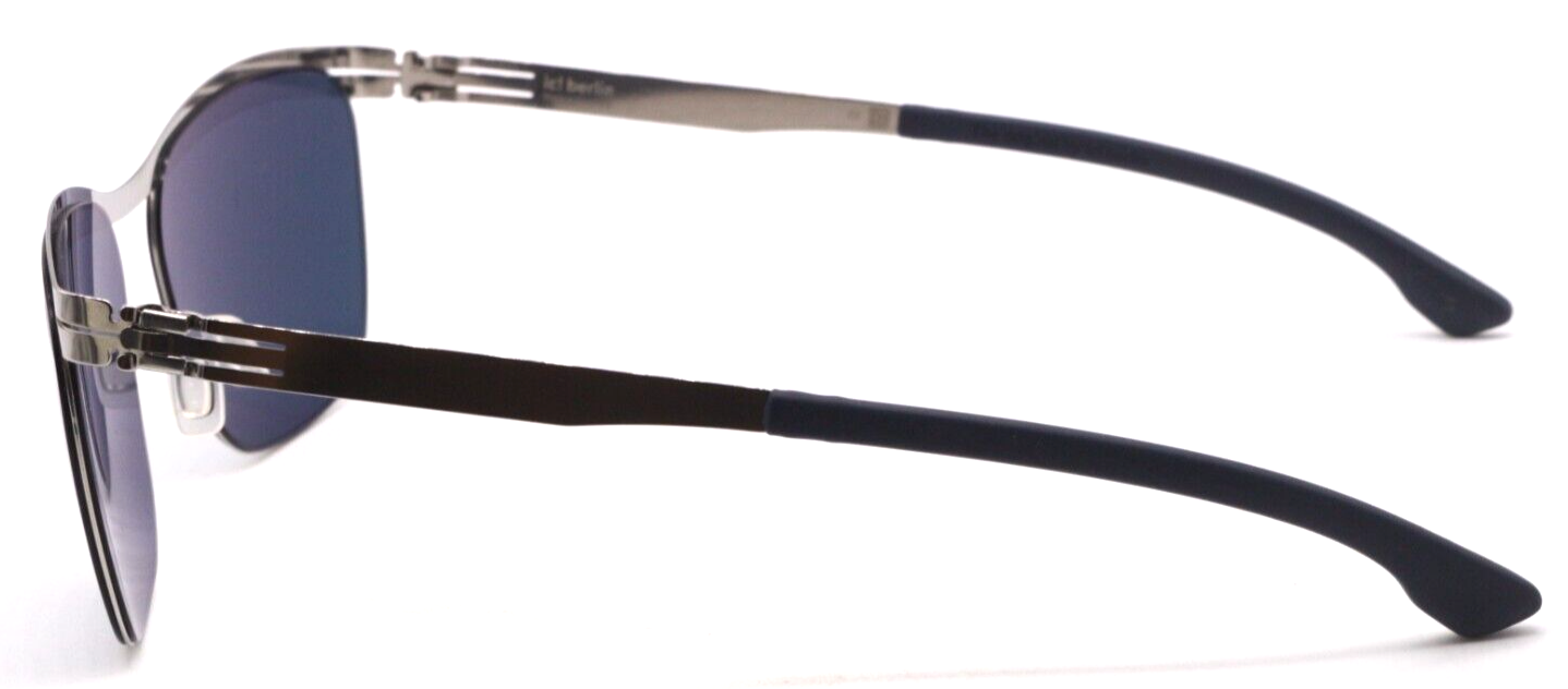 Pre-owned Ic! Berlin Ic Berlin Tegeler See Chrome Silver W/blue Lens Authentic Sunglasses 56-15