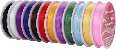12 Color Stretch Bead Cord 1mm Elastic String for Bracelet Jewelry 12 Colors 