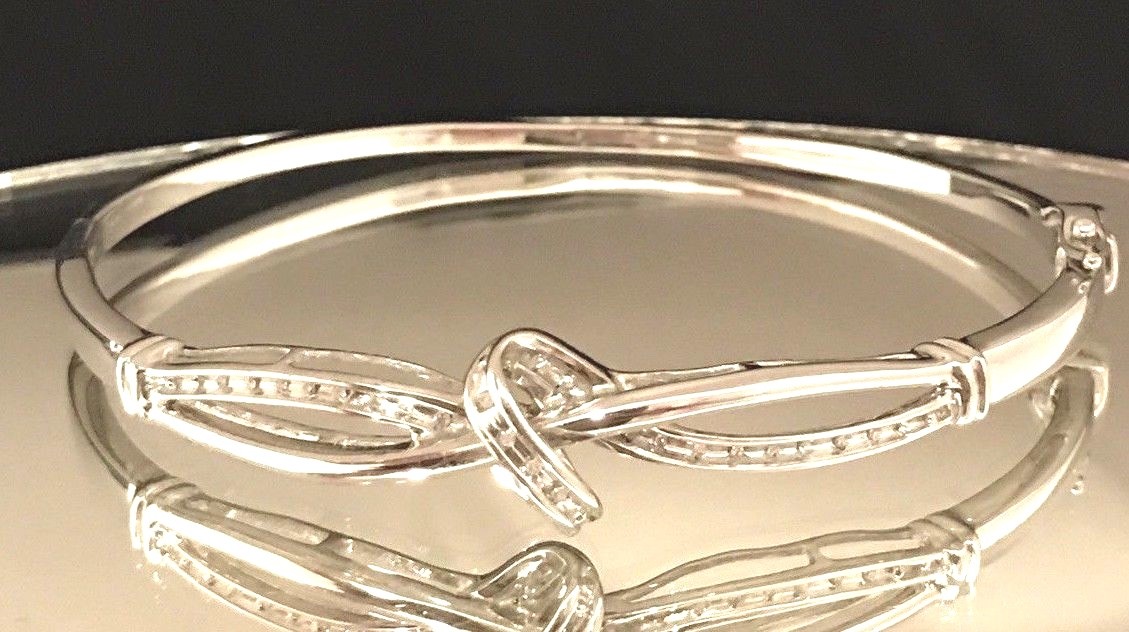 Sterling Silver Bracelet With Diamond Chips Kay Jewelers Worn Once 7U