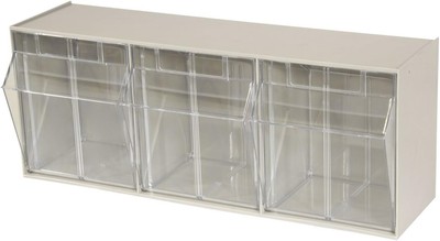 Akro-Mils 06703 TiltView Horizontal Plastic Organizer Storage System Stone