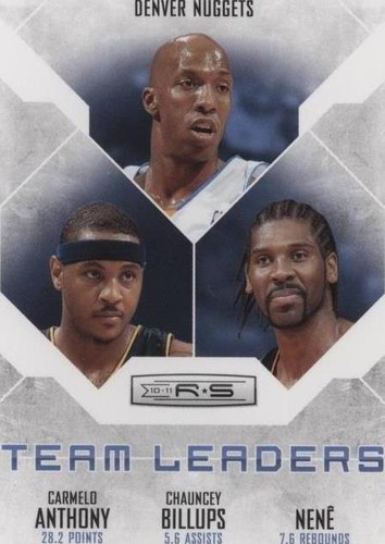 2010-11 Panini Rookies & Stars - Carmelo Anthony/Chauncey Billups/Nene #7