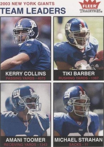 2003 Fleer Tradition Amani Toomer Kerry Collins Michael Strahan #259