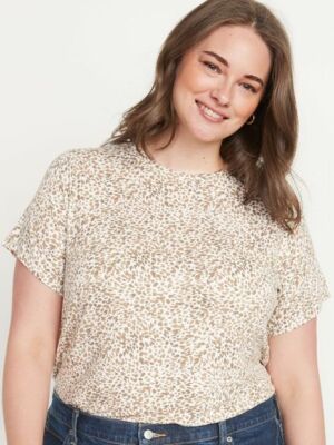 OLD NAVY Women's PLUS Size 3X Luxe Printed Crew-Neck T-Shirt-Animal Print