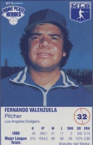 1987 Kraft Home Plate Heroes - Fernando Valenzuela #32