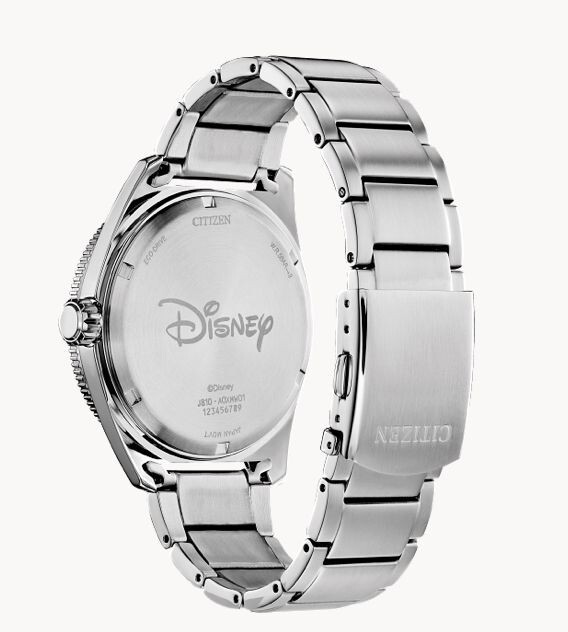 Pre-owned Citizen Eco-drive Aw1595-01w Men's 42mm Disney Mickey Golf S/steel Watch