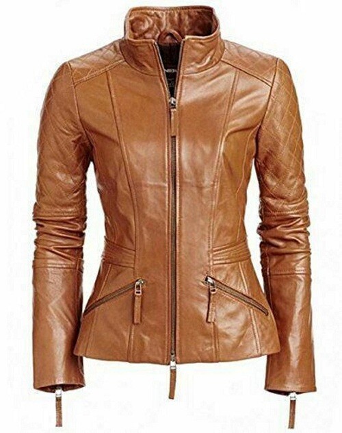 ZAFY LEATHER DAMEN HELLBRAUN LEDER JACKE ORIGINAL WEICHES LAMMLEDER VINTAGE SLIM FIT ZL186