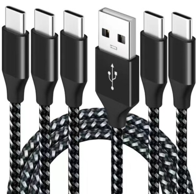 5 Pack USB C Type-C Fast Charging Data SYNC Charger Cable Cord 3/6/10FT LONG