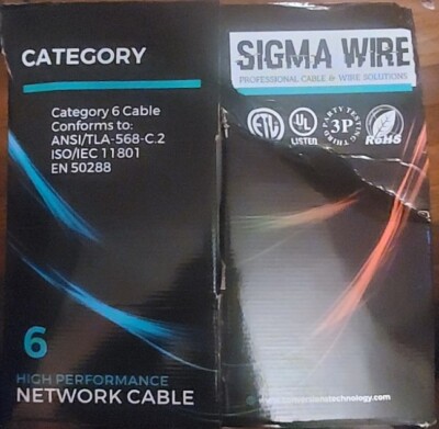 1000ft Cat6 Solid Copper 4 Twisted Pair Plenum CMP Ethernet LAN Cable UMP Blue