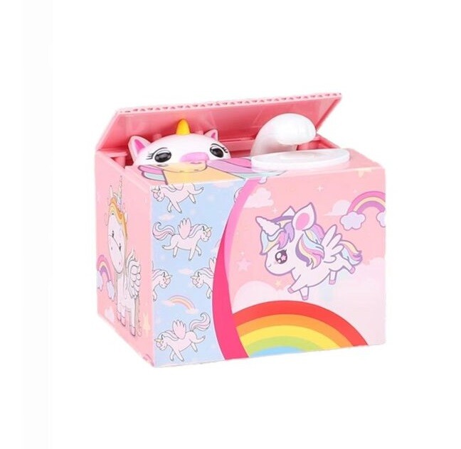 Salvadanaio Mangia Monete Soldi Unicorno Elettronico a Batteria bal