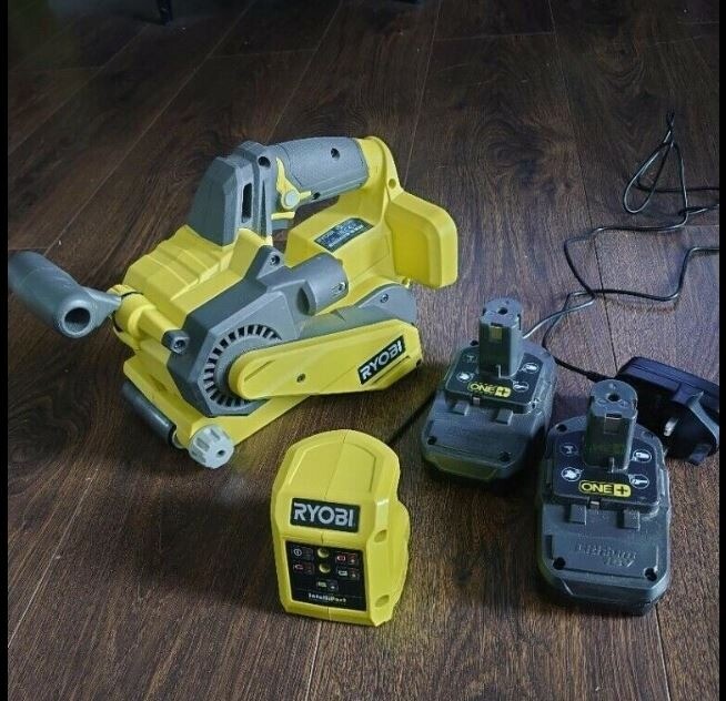 Ryobi 18V ONE Plus Cordless Belt Sander + 2x 18V Battery & Charger in