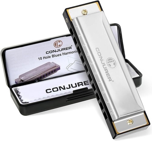 CONJURER 10 Hole Diatonic Harmonica Key of C Blues Harmonica  Adults Kids Gift