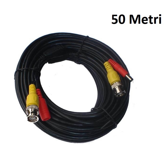 Cavo Prolunga BNC Per Telecamere Videosorveglianza Alimentazione 50 Metri Hsb
