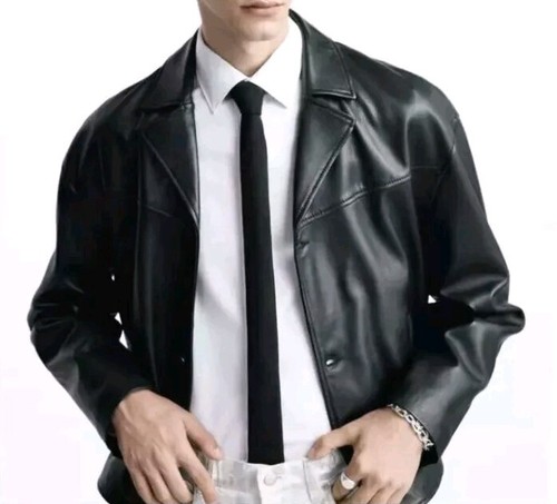 Zara Man Real 100% Leather Cropped Jacket Size S-M. Unique